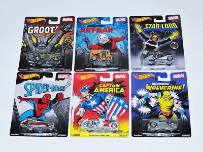 Hot Wheels Marvel Spider-Man Star-Lord Ant-Man Wolverine Captain America 6 Set - Image 1 of 4