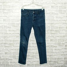 OAK NYC Men's Mid Skinny Denim Jeans Button Fly Blue Wash Size 33
