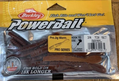 Berkley PowerBait 3" Pro Jig Worm Nightcrawler 1ea 15ct - Totalmente Nuevo - ENVÍO N 24 HR Foto 1 de 4