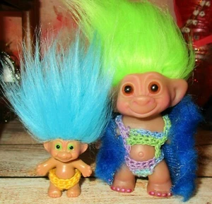 SUMMER TROLLS Lot of 2 ooak 1-3 inch Custom unique rare Wishnik baby toddler - Picture 1 of 10