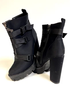 WETKISS MODE schwarz klobig High Heel Plateau Kampfstiefel Größe 8 - Bild 1 von 12