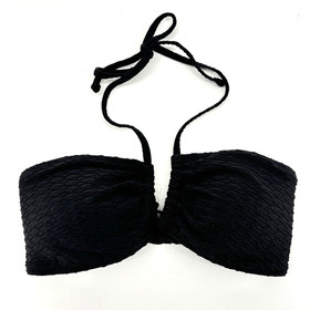 Victoria&rsquo;s Secret Bikini Top Sz L Textured Black Mix & Match Multiway Halter NWT