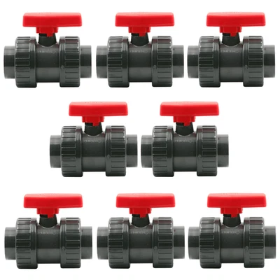 HAF® 1-8x PVC 2 Wege Kugelhahn Absperrhahn 50mm Roter Griff Pool und Teichbau - Bild 1 von 4