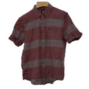 Men's Striped Slim Fit Short Sleeve Shirt from Volcom - M - FREE SHIPPING - Picture 1 of 2