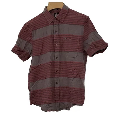 Men's Striped Slim Fit Short Sleeve Shirt from Volcom - M - FREE SHIPPING - Image 1 of 2