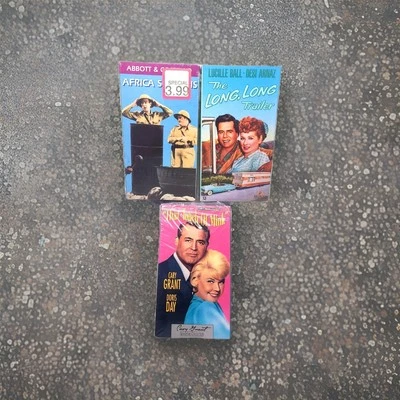 Lot 3 New 1990 VHS The Long Long Trailor Africa Screams That Touch Of Mink - Image 1 of 4