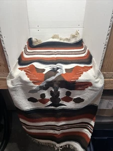 Mexican Blanket Rug Throw Eagle Bird Snake Tribal Southwestern Aztec Rattlesnake - Picture 1 of 3