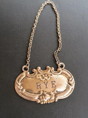 VTG Sterling Silver 925 RYE Decanter Liquor Tag Label WALLACE - Image 1 of 4
