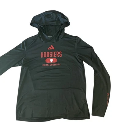 Adidas Indiana Hoosiers Hooded Long Sleeve AEROREADY Sideline Shirt Size Medium - Image 1 of 4