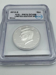 2012 S PROOF KENNEDY HALF DOLLAR ICG White Label PR70 DCAM LIMITED EDITION SET - Picture 1 of 4