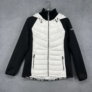 Calvin Klein Performance Jacke Damen Large weiß schwarz Kapuze Puffer Softshell - Bild 1 von 22