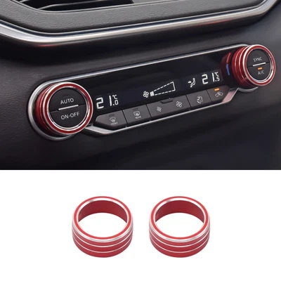 Cubierta de anillo de perilla de ajuste de aire de coche roja para Nissan Altima 2019-2025 Foto 1 de 4