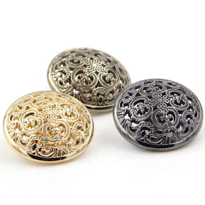 10pcs Hollow Flower Carved Metal Shank Button Sewing Craft Embellishment 15～20mm - Image 1 of 4