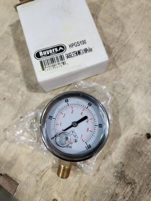 "Manómetro hidráulico lleno de silicona HPGS100 2-1/2"" montaje de vástago, 100 psi" Foto 1 de 4