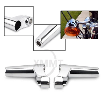 Kit de montaje de reubicación de señal de giro delantera cromada para modelos Harley Dyna 91-05 Foto 1 de 4