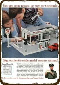 1960 TEXACO SPIELZEUG SERVICE STATION Vintage-Look ***DEKO REPLIKAT METALLSCHILD*** - Bild 1 von 1