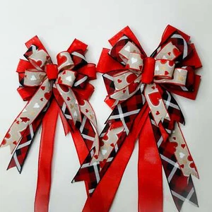 Arco de San Valentín, Corazones en Beige, Cuadros, Lino Rojo - Imagen 1 de 7