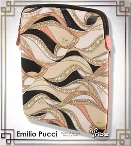 EMILIO PUCCI Padded Multicolor Abstract Printed Leather Ipad Tablet Sleeve Case - Picture 1 of 3