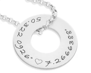 Namenskette 925 Silber Herrenschmuck Damen Familien Kette mit Gravur Koordinaten - Bild 1 von 5