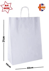 Gift Bags WHITE A4  ~ Boutique Shop Loot Carrier Paper Party Bag ~ Pick Amount - Picture 1 of 3