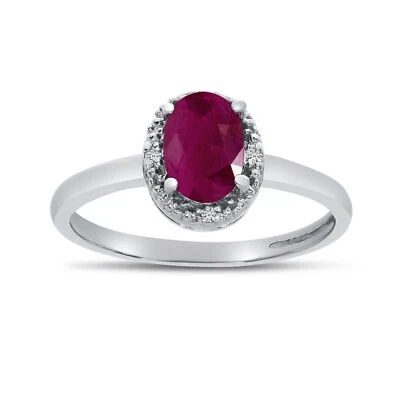 14k White Gold Oval Ruby And Diamond Ring - Image 1 of 4