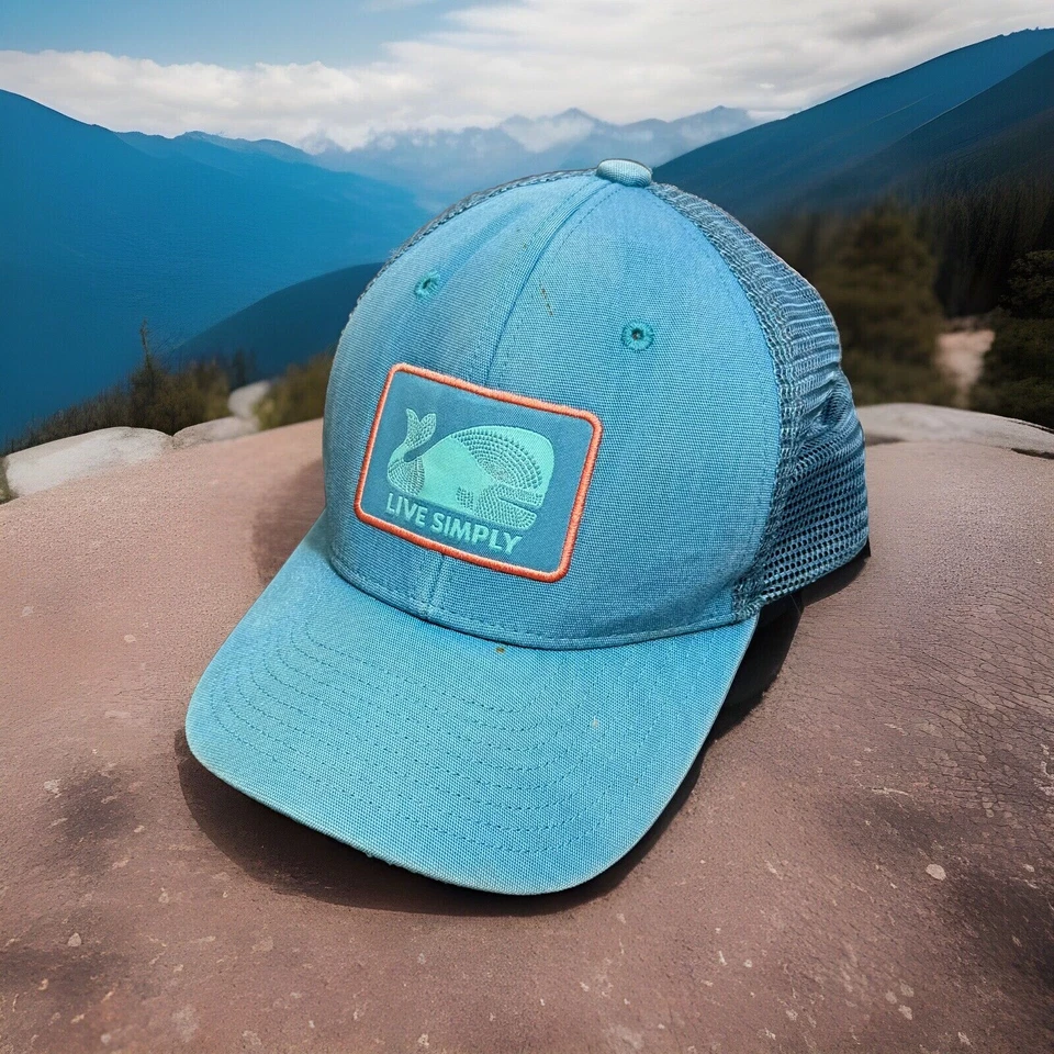 EUC RARE Vintage Patagonia WHALE Patch Live Simply Trucker Mesh Snapback Hat Cap - Image 1 of 4