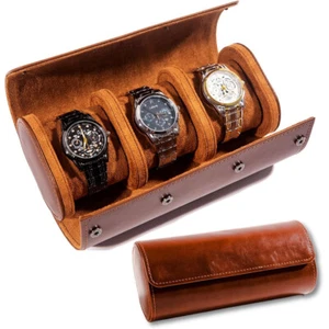 Uhrenrolle Leder - Watch Roll - Uhrenrolle 3 Uhren - Uhren Reiseetui - Uhrenbox - Bild 1 von 19