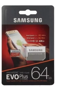 Samsung Memory 64GB EVO Plus Micro SD UHS-1 card with Adapter Class 10 -UK - Picture 1 of 2