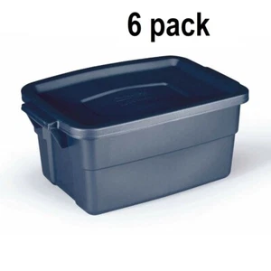 RUGGED Roughneck Rubbermaid Storage Tote Bins, (3 Gal), Blue 6 pack - Picture 1 of 4