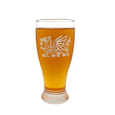 Welsh Dragon Beer Glass - Free Personalized Engraving, Red Dragon of Wales