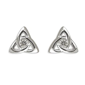 925 Sterling Silber Keltisch Triquetra Dreieck mit Zirkonia Ohrringe - Bild 1 von 1