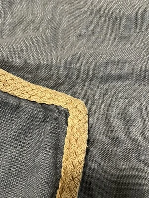 Pottery Barn Pillow Cover 100% LINEN Solid Blue Jute Braid Zippered 20x20 - Image 1 of 4
