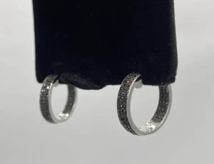 Sterling Silver 1/2 Carat T.W. Black Diamond Inside-Out Hoop Earrings - Picture 1 of 6