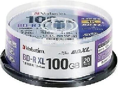 Verbatim VBR520YP20SD4 Blu-ray Disc 20 Spindle 100GB 4X Speed BD-R XL Printable - Image 1 of 4