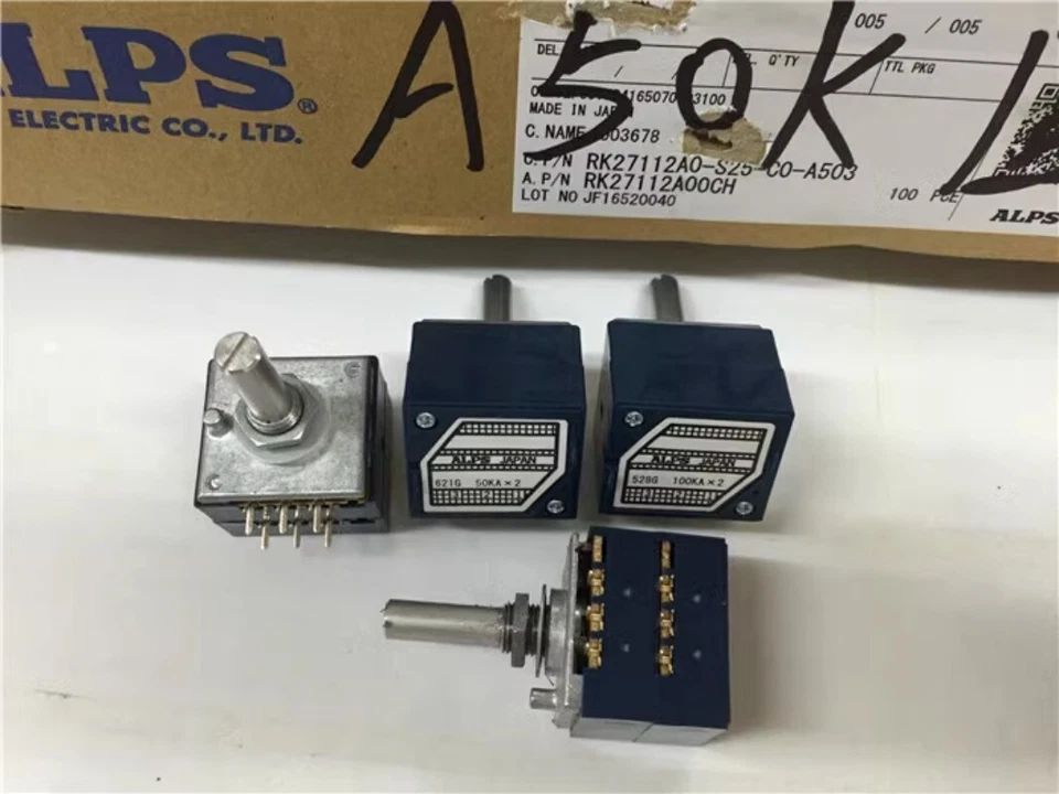 RK27 Dual-unit Volume Potentiometer A50K A100K 25mm 6 Pins Amplifiers for ALPS - Image 1 of 4