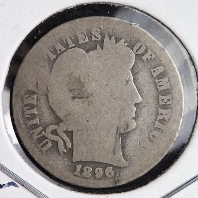 Серебряная монета номиналом 10 центов 1896 O с изображением Барбера ВЫБОР E198 AHB - Изображение 1 из 2