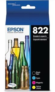 EPSON 822 DURABrite Ultra Ink Standard Capacity Black & Color T822120-BCS 4 Pack - Afbeelding 1 van 4