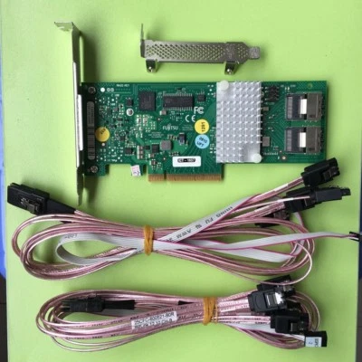 Fujitsu 9211-8i D2607 SAS/SATA RAID controller+SFF-8087 to (4) 7-Pin SATA cables - Image 1 of 3