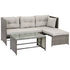 Longford Rattan Patio High-Back Chaise Sectional Set - Stone Gray by Sunnydaze