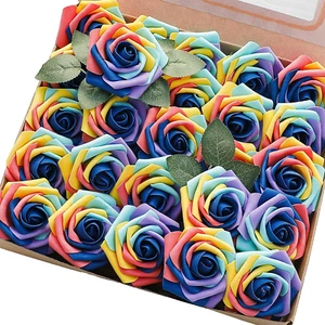 25 Pcs Realistic Blue Foam Roses for Wedding Bouquets & Home Decor - Picture 1 of 13