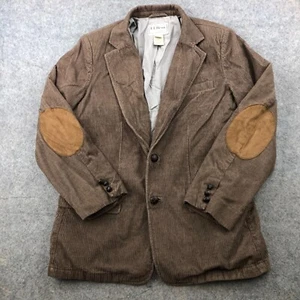 LL Bean Blazer 42 Tall Brown Corduroy Plaid Lined Sport Coat Jacket Elbow Pads - Picture 1 of 13