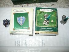 Hallmark Christmas miniatures (2) - Pewter girl w/tree & Metal Heart locket
