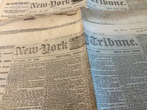CIVIL WAR LINCOLN ASSASSINATION LOT OF 3 NEWSPAPERS 1865 CONSPIRATORS TRIAL 1824 - Picture 1 of 24