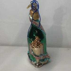 Vintage Christopher Radko Glass Ornament 2001 Cheers  Champagne Bottle 7" NYE - Picture 1 of 11