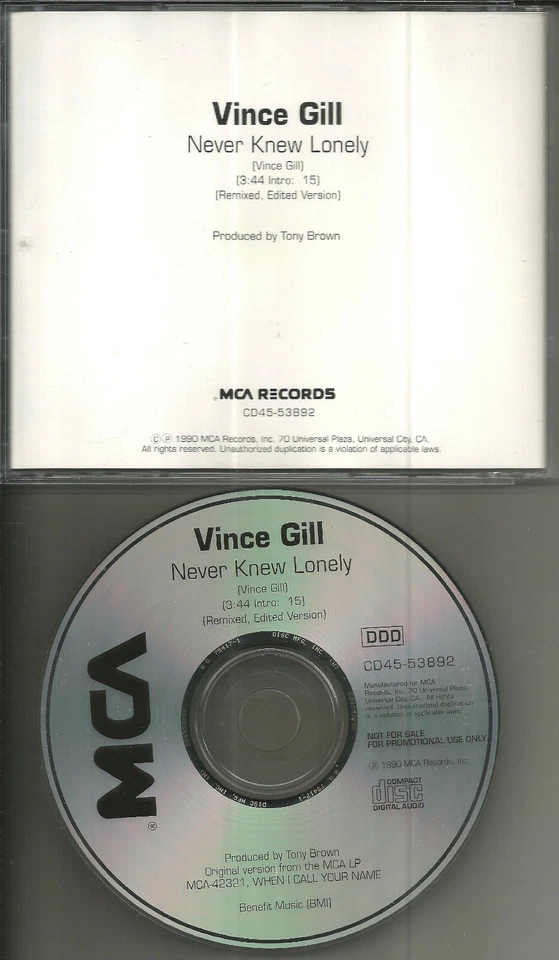 VINCE GILL Never Knew Lonely RARE REMIXED EDITED TRK USA PROMO CD Single MINT Foto 1 de 1