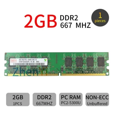 2Go 1Go PC2-5300 DDR2 667MHz 240pin CL5 Desktop DIMM intel Mémoire RAM Hynix FR - Photo 1/4
