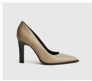 Tacones Reiss Ada Court punta punta cuero tostado talla 11 - Imagen 1 de 8
