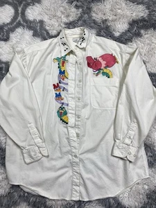 Y2K VTG 90s Disney Store Fantasia Embroidered Long Sleeve Button Front Shirt XL - Picture 1 of 7