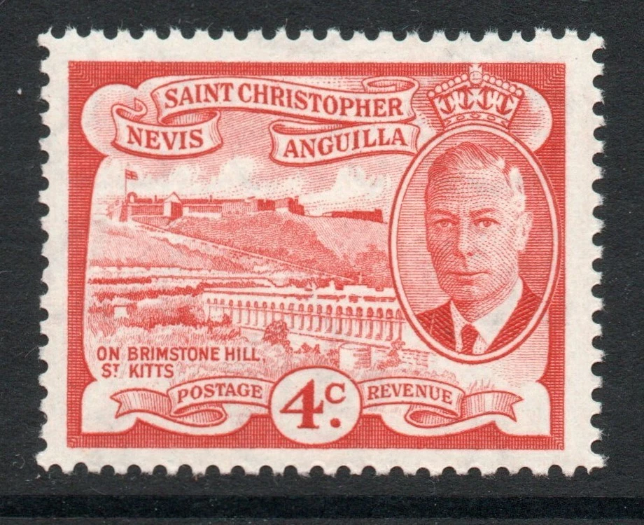 St Kitts 1952 4c Scarlet SG 97 Mnh. Foto 1 de 1