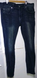 Pantalones de mezclilla True Religion para hombre 42x34 Rocco sin solapa SE relajados ajustados azules - Imagen 1 de 17